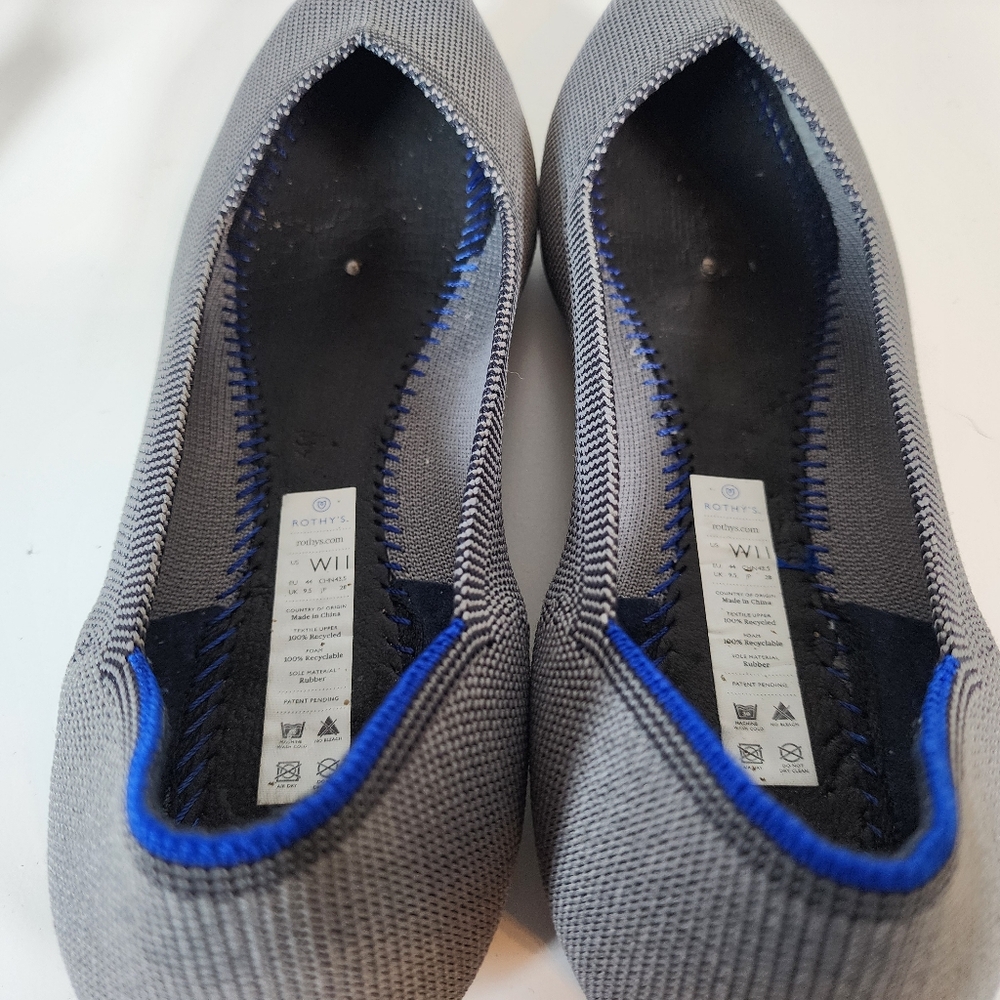 Rothy's The Point Cloud Grey Birdseye Casual Career Flats Size 11 - Picture 10 of 14